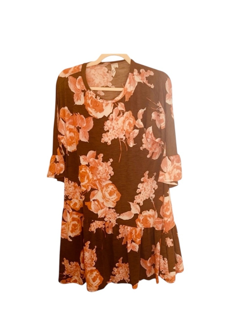 Brown Floral Dress Size L NWOT - Picture 2 of 7